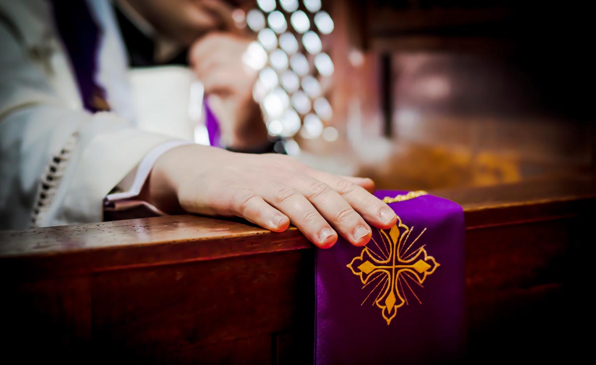 Confession taking place at Saints Peter and Paul Church