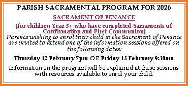 Upcoming Penance in 2026